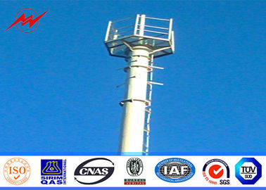 Cina Conical 90ft Galvanized Mono Pole Tower , Mobile Communication Tower Three Sections pemasok