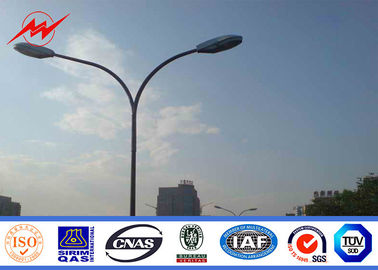 Cina Q345 Hot DIP Galvanized Street Light Poles / Street Lamp Pole With Double Arm 12M pemasok