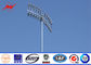 50 FT 500W LED High Mast Lighting Pole Round Shape With External Caged Ladder pemasok