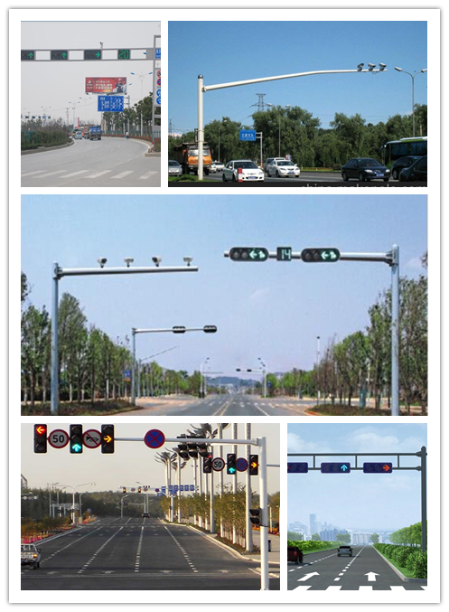 6m 12m Length Q345 Traffic Light / Street Lamp Pole For Traffic Signal System 1