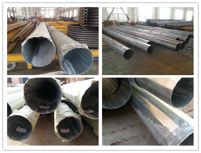 400 KV Steel Utility Galvanized Steel Poles With Shock Resistance Power Line 1