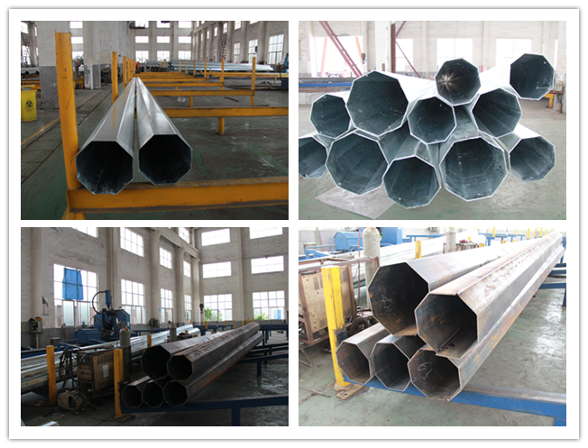 Double Arms Tapered Galvanized Steel Pole For Electrical Power Lines IP65 2