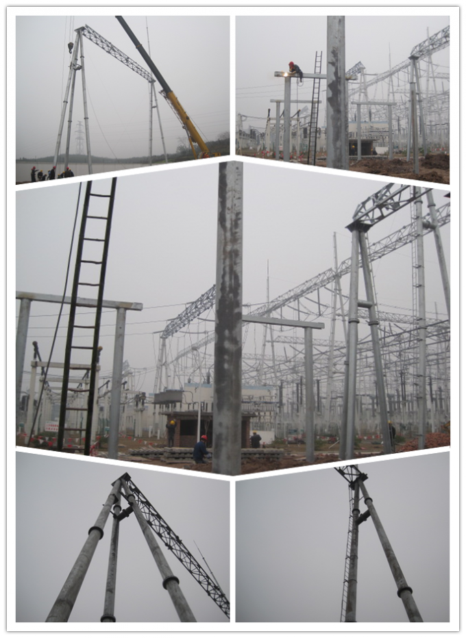 Jalur Distribusi 69kv 60ft 80ft Steel Power Pole Breaking Load 1000kgs 2