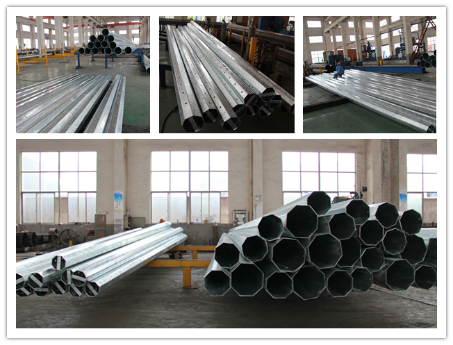 8KN 10m Distribution Power Line Steel Transmission Pole With 3mm Thickness 2