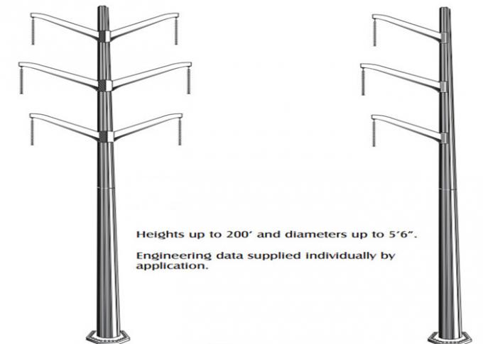 65kv 20M Galvanized Electrical Steel Power Pole / Metal Power Poles 2