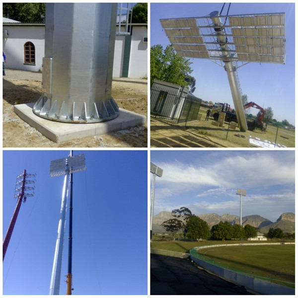 40m Steel Polygonal High Mast Flood Light Poles With 1000W LED  Light And Rasing System 0