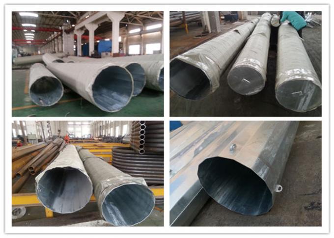 OEM Distribusi Listrik Bitumen Galvanized Steel Utility Poles Dengan CO2 Welding 0