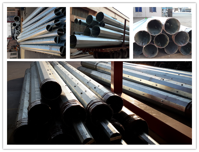 9m - 3KN Galvanized Utility Power Poles For Outside Electrical Distribution Line