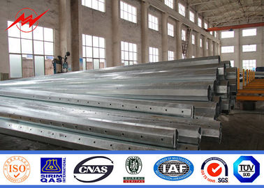 Cina 9m 12m 16m Galvanized Steel Pole Dengan Bitumen Dan Cross Arms pemasok