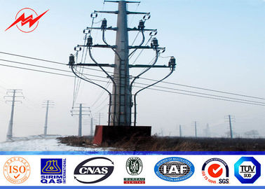 Cina 14m Octagonal Steel Power Distribution Poles Galvanized Bitumen AWS D1.1 For Transmission Overline pemasok