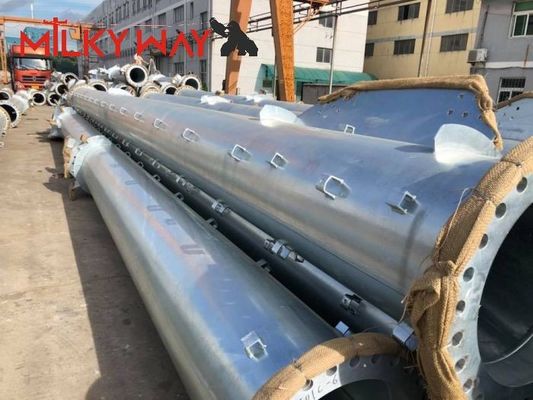 Cina 16m 18m tinggi tiang listrik kerucut ketebalan 5mm ASTM A123 Standar Galvanisasi pemasok