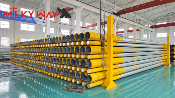 Kualitas  High-Strength Q460 Octagonal Hot-Dip Galvanized Steel Pole for 69kV Power Transmission Lines pabrik