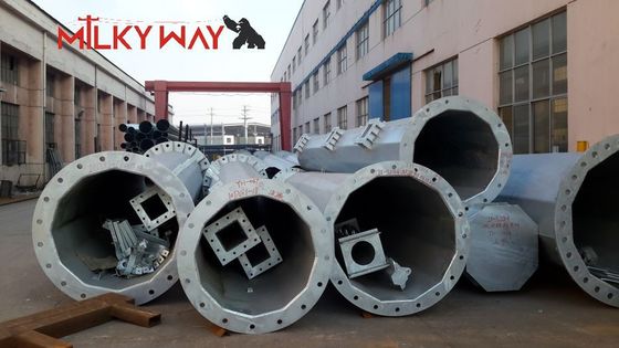 16m 18m tinggi tiang listrik kerucut ketebalan 5mm ASTM A123 Standar Galvanisasi pemasok