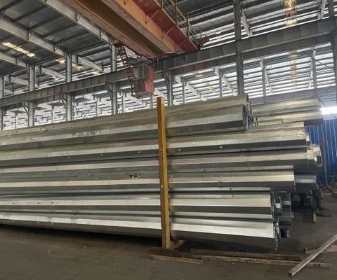 11.9M 8kn Galvanized Electric Pole Dengan Tiga Bagian Multifunction Ladder Top pemasok