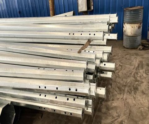 11.9M 8kn Galvanized Electric Pole Dengan Tiga Bagian Multifunction Ladder Top pemasok
