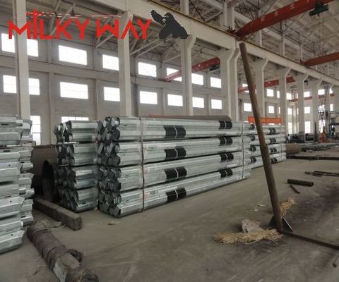 15M 6mm Ketebalan Disesuaikan Power Transmission Pole Galvanis Baja pemasok