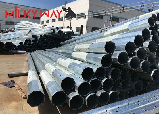 Tiang Teleskopik Tubular Baja Galvanis 11M 8KN dengan kekuatan luluh bitumen 450mpa pemasok