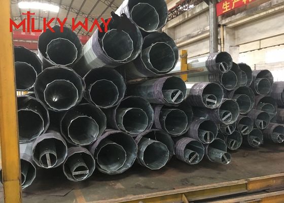 Tiang Transmisi Listrik Baja Galvanis 14m-21m untuk Saluran Utilitas pemasok