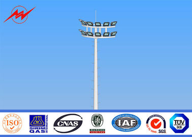 34m Polygonal High Mast Light Pole Hot Dip Galvanized Dengan Sistem Lifting pemasok
