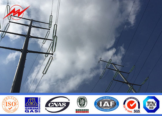 12M 600daN Steel Utility Pole Gr65 Material untuk Distribusi Tenaga 55KV