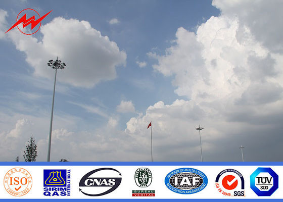 Windproof Hot Dip Galvanized High Mast Tower, Bandara Metal Light Pole