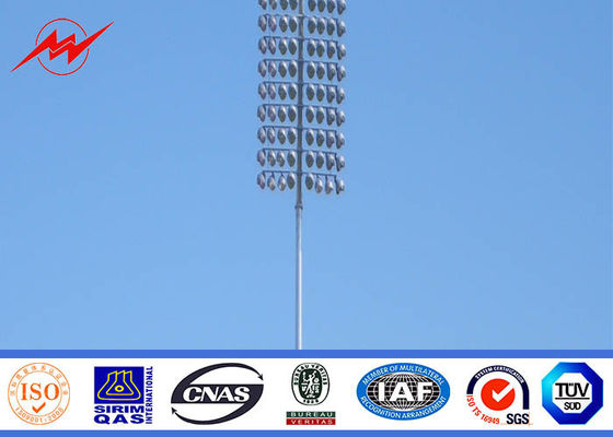 Power Plants Lighting Conical 36m Square Light High Mast Pole With Auto Racing System