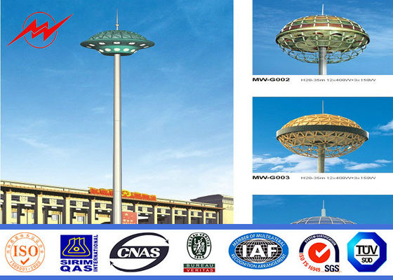 8 Sisi Lukisan 4mm 35M tiang tiang tinggi untuk Plaza Lighting dengan Winch