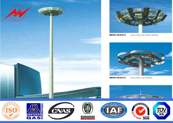 Hot dip galvanization led stadium lighting High Mast Pole for seaport lighting