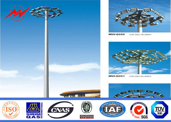 Hot dip galvanization led stadium lighting High Mast Pole for seaport lighting