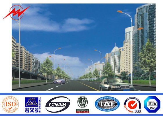 Painting 2.75mm 12m Double Arm Galvanized Steel Pole for Street Lighting