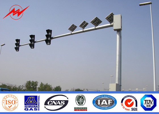 Single Arm 6M Traffic Light Pole Octagonal Shape With Hot Dip Galvanization 11M Cross Arm