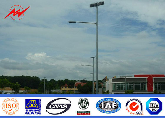 6m single arm galvanized solar street light poles for road lighting