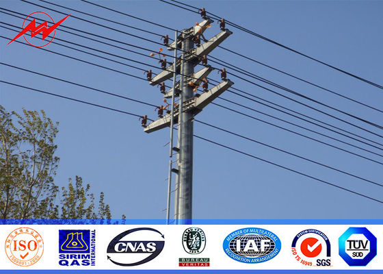 Hot dip galvnaized Electric Power Pole 8m height  for 132KV Transmission Line
