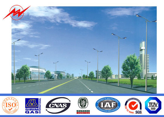 Driveway 2.5mm Painting Galvanized Steel Pole One Section with Two Cross Arm