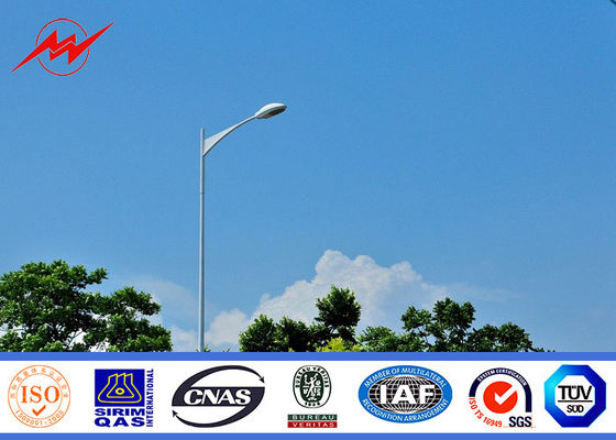 Street Lighting Single Bracket Parking Light Poles 5m Height 3mm Thickness