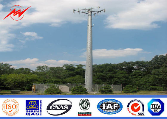 Conical 90ft Galvanized Mono Pole Tower , Mobile Communication Tower Three Sections