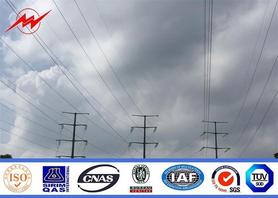 138 KV Transmission Line Electrical Power Pole , Steel Transmission Poles