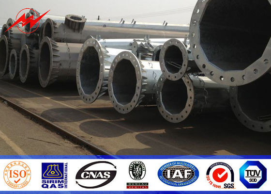 15M 2.5KN 5mm Thickness Steel Tubular Pole With Galvanized Climbing Bolt