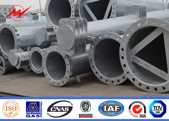Polygonal 33KV 12m Electrical Transmission Steel Utility Pole With Cross Arms