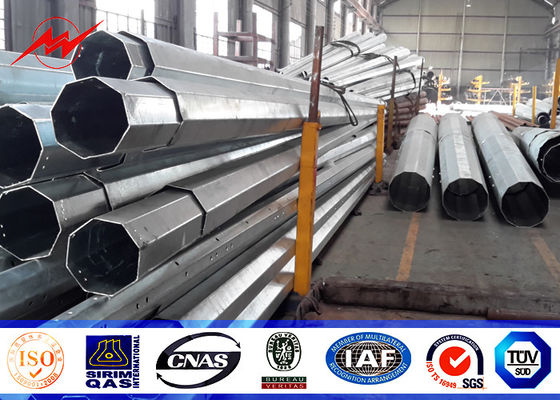 Double Cross Arm Round 69kv 10m joint type Steel Utility Pole Explosion - proof