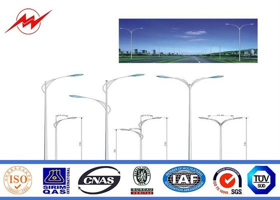Outdoor Galvanized Steel Utility Poles Street Lights Poles With Double Arm