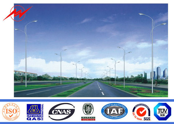 HDG Round Decorative Street Light Poles , Double Cross Arm Commercial Light Poles