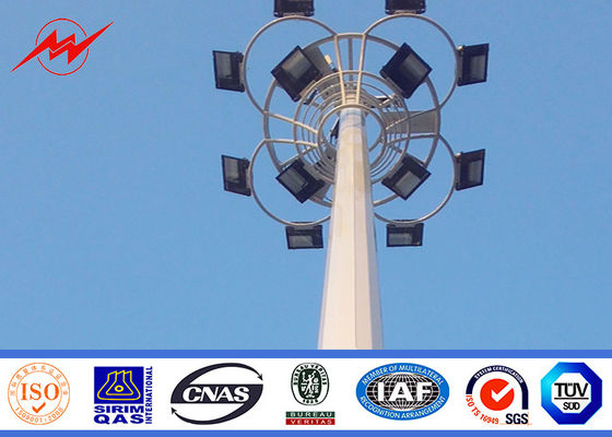 Powder Coating Flanged 20m High Mast Poles , Plaza / Garden Lighting Pole