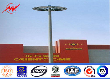 30m Parking Lot Lighting Polygon Solar Power Light Pole Dengan Panel Lampu Bulat