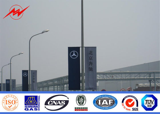 10m Roadside Street Light Poles Steel Pole With Advertisement Banner