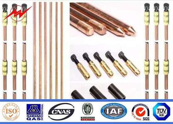 Weld Copper Ground Rod Threaded 1000mm 1200mm 1500mm Copper Earth Rod With Accessories
