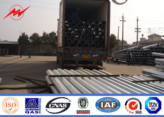 220 KV Round Galvanized Electrical Power Pole Transmission Line Poles ISO Approval
