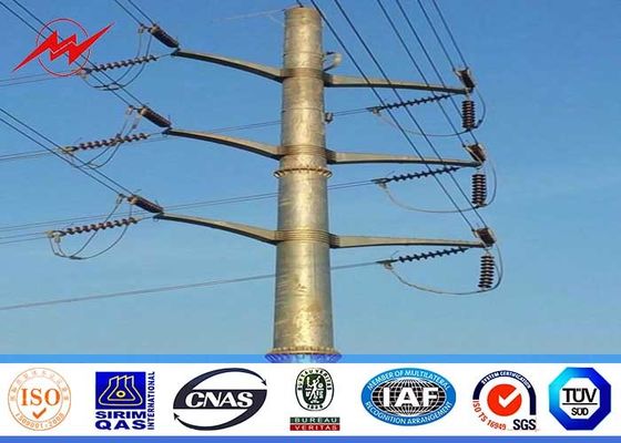 Round Shaped Galvanized Steel Pole 16 Sides With Galvanized Climbing Bolt