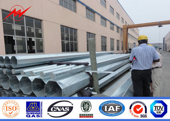 ISO Approval Single Circuit Galvanized Steel Power Pole 25 M 6mm Power Line Pole