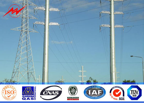 Octagonal 11.8M Galvanized Electrical Power Pole 6.5KN Bearing Load 3.5mm Thickness